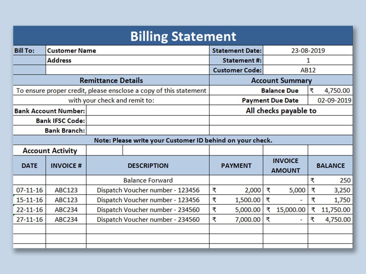 Difference between billing invoice and statement of account