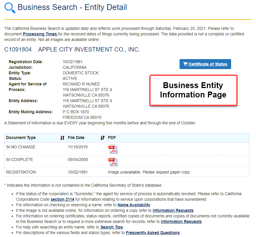 California secretary of state business search