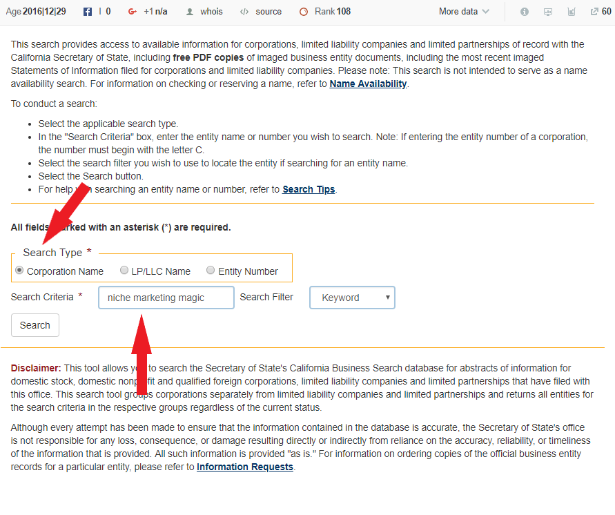 California business search