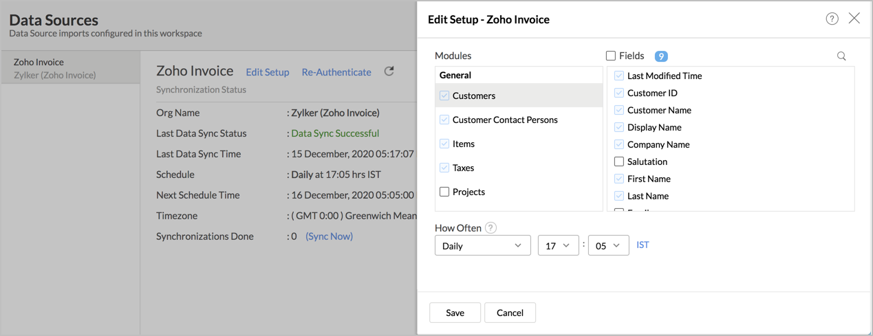 Zoho Invoice l Zoho Analytics Help