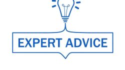 Expert advice. Expert advice badge icon with lightbulb. Expert advice ...