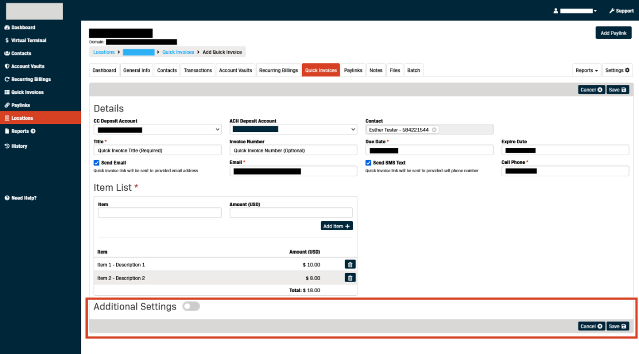 Create a Quick Invoice - Support