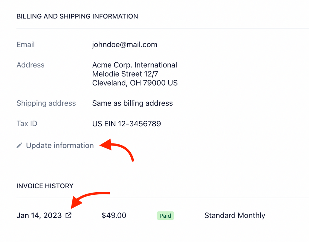 Billing address and invoice address