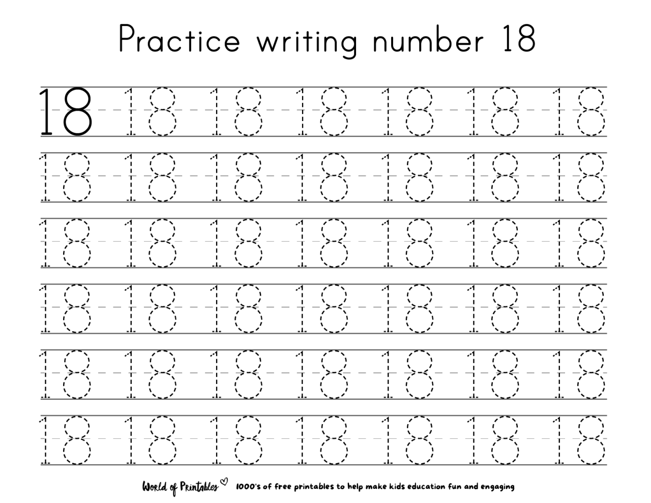 Number 18 Worksheet Number 18 Worksheet